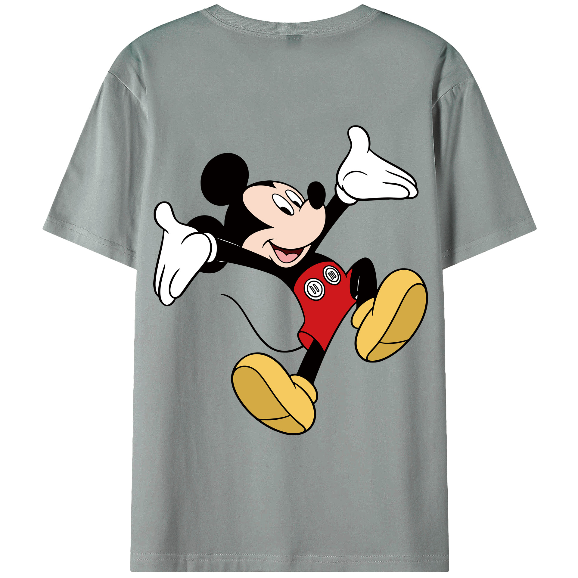 ミッキーマウス Mickey Mouse 綿100％ メンズ半袖Tシャツ（バックプリント） 通気性